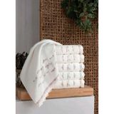 Arliva Home Bukle Nakışlı 6 Lı 30X50 %100 Pamuklu Nehir Mutfak Havlusu - 30 x 50 cm - Bej
