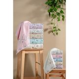 Arliva Sakura Kadife Nakışlı Çeyiz Havlusu Lila 50X85