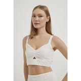 Arma Life ARMALIFE 0446 YANI FERMUARLI ÖNÜ PENCERE DETAYLI ASKILI BRODE KADIN BLUZ