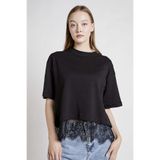 Arma Life ARMALIFE 11681 ETEĞİ DANTEL DETAYLI BİS YAKA KADIN T-SHIRT
