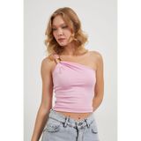 Arma Life Kadın Aksesuar Tek Omuz Basic Pembe Dar Crop Bluz