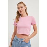 Arma Life Kadın Bisiklet Yaka Basic Esnek Pembe Crop Tişört