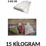 Arma Naksan Üç kg Lik Şeffaf Naylon Torba Bakliyat Poşeti 25CM x 40CM- 15 kg