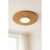 AR&MA WOOD Ahşap Yuvarlak Meşe Kaplama LED Tavan Aydınlatması, Yatak Odası, Koridor, Banyo Lambası 42 cm