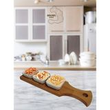 AR&MA WOOD Porselen Servis 3’lü Ahşap Sunum Sosluk, Çerezlik
