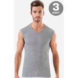 Arma Yıldız 3 Adet Gri Kolsuz Erkek Atlet V Yaka Sıfır Kol Tişört %100 Pamuklu - Gri-3 - 5XL