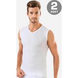 Arma Yıldız Erkek Beyaz Pamuklu Tişört Sıfır Kol V Yaka Kolsuz Atlet 2'li Paket - 3XL