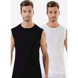 Arma Yıldız Erkek Beyaz - Siyah Tişört Sıfır Kol Sıfır Yaka Kolsuz Atlet 2'li %100 Pamuk - XL - Siyah - Beyaz