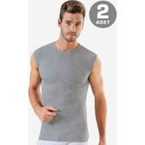 Arma Yıldız Erkek Pamuklu Gri Tişört Sıfır Kol Sıfır Yaka Kolsuz Atlet 2'li Paket - 5XL