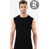 Arma Yıldız Erkek Pamuklu Siyah Tişört Sıfır Kol Sıfır Yaka Kolsuz Atlet 2'li Paket - 5XL