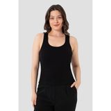 Arma Yıldız Kadın Fitilli Görünümlü Kalın Askılı Basic Siyah Atlet - 3XL