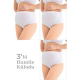 Arma Yıldız Kadın Lohusa Hamile Külodu Beyaz Pamuklu Likralı Yumuşak Dokulu Esnek Kumaş 3'lü Set - 4XL