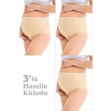 Arma Yıldız Kadın Lohusa Hamile Külodu Ten Rengi Pamuklu Likralı Yumuşak Dokulu Esnek Kumaş 3'lü Set - 3XL