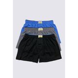 Arma Yıldız Karışık Renkli Erkek Çocuk Havlu Bel Boxer 3'lü Paket %100 Pamuklu - Mavi - Gri - Siyah - 7 - 8 Yaş