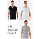 Arma Yıldız Penye Erkek Renkli V Yaka Fanila 3lü Set