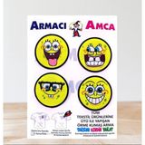 Armacı Amca Ütü Ile Yapışan 4 Adet Örme Kumaş Arma Yırtık Kapatıcı Pratik Yama Tekstil Patch Güle Neşeli Şımarık Emojiler