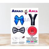 Armacı Amca Ütü Ile Yapışan 4 Adet Örme Kumaş Arma Yırtık Kapatıcı Pratik Yama Tekstil Patch Mavi Kurdela Fermuar Ekose Papyon Kırmızı Düğme
