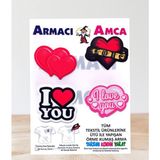 Armacı Amca Ütü Ile Yapışan 4 Adet Örme Kumaş Arma Yırtık Kapatıcı Pratik Yama Tekstil Patch Renkli Sevimli Kırmızı Pembe Kalpler Yazılar
