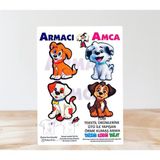 Armacı Amca Ütü Ile Yapışan 4 Adet Örme Kumaş Arma Yırtık Kapatıcı Pratik Yama Tekstil Patch Tatlı Minik Can Dostu Yavru Köpekler