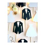 Armada 24 Adet Gelin Damat Gelinlik Ve Smokin Karton Pasta Cupcake Süsü Düğün Nişan Pasta Süsleme (5*10cm)