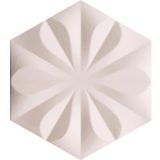 Armada Çini 15x17 cm Çiçekli Beyaz Desen Altıgen Çini Seramik Karo