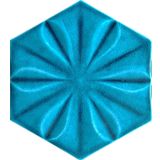 Armada Çini 15x17 cm Çiçekli Turkuaz Desen Altıgen Çini Seramik Karo