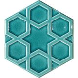 Armada Çini 15x17 cm Rölyefli Yıldız Turkuaz Altıgen Seramik
