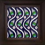 Armada Çini 20x20 Cm ED 107 Kobalt Sarmaşık Lale desenli Kütahya Çini Pano