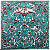 Armada Çini 20x20 Cm Ed 324 İznik Rumili Desen Eldekoru Çini Karo Çok Renkli