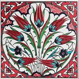 Armada Çini 20x20 cm ED 335 Kırmızı Lalezar Desenli Eldekoru Çini karo