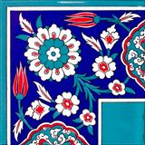 Armada Çini 20x20 cm KSK-24 Göbek Desenli Göbekli Çini Bordür Köşesi