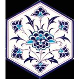 Armada Çini 21X23 cm Al 1 İznik Desenli Seramik Altıgen Çini Karo