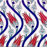Armada Çini Ac 20 20x20 cm Sarmaşık Lale Desenli Çini Seramik Karo