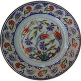 Armada Çini Armada Cini Prt 46 25 Cm Mavi Altın Yaldızlı Lale Karanfil Desenli Porselen Cini Tabak