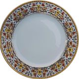 Armada Çini Armada Cini Prt 61 25 Cm Sarı Altın Yaldızlı Lale Karanfil Desenli Porselen Kaligrafi Cini Tabak