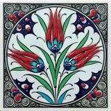 Armada Çini ED 103 10x10 cm Üçlü Lale Eldekoru Kütahya Çini Pano