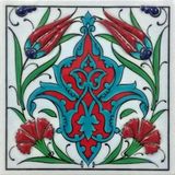 Armada Çini ED 107 10x10 cm İkili Lale Karanfil Kütahya Çini Pano