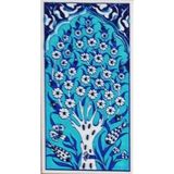 Armada Çini ED 203 10x20 cm Turkuaz Hayat Ağacı Eldekoru Çini Karo