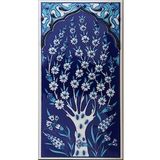 Armada Çini ED 204 10x20 cm Kobalt Hayat Ağacı Eldekoru Çini Karo