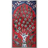 Armada Çini ED 205 10x20 cm Kırmızı Hayat Ağacı Eldekoru Çini Karo