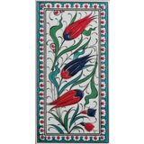 Armada Çini ED 215 10x20 cm Turkuaz Üç lale Eldekoru Çini Karo