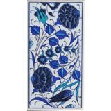Armada Çini ED 223 10x20 cm İki Karanfil Mavi Beyaz Eldekoru Çini Karo