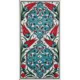 Armada Çini ED 228 10x20 cm Turkuaz Rumi Desen Eldekoru Çini Karo