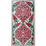 Armada Çini ED 230 10x20 cm Kırmızı Rumi Desenli Eldekoru Çini Karo