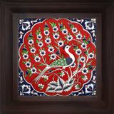 Armada Çini ED 300 20x20 cm Kırmızı Tavus Kuşu Kütahya Çini Pano