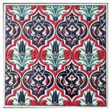 Armada Çini ED 309 20x20 cm Kırmızı Madalyon Eldekoru Çini Pano
