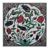 Armada Çini ED 311 20x20 cm Oval Lale Karanfil Eldekoru Çini Pano