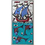 Armada Çini ED213 10x20 cm Kırmızı İznik Kalyon El Dekoru Çini Karo