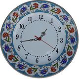 Armada Çini Prt 64 25 cm Mavi Altın Yaldızlı Lale Karanfil Çini Saat