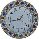 Armada Çini Prt 66 25 cm Kırmızı Sarı Yaldızlı Lale Karanfil Çini Saat